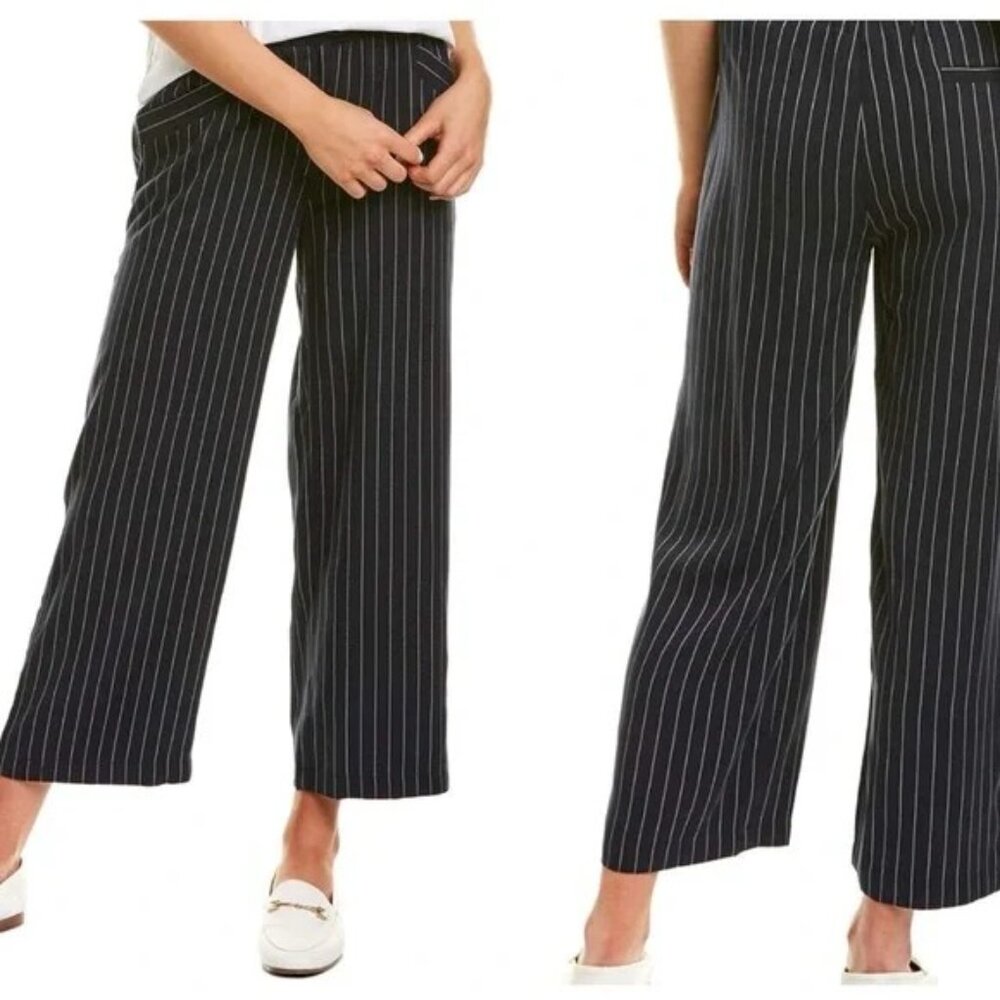 Eileen Fisher Woven Tencel Grain Stripe Pants Navy Size Medium
